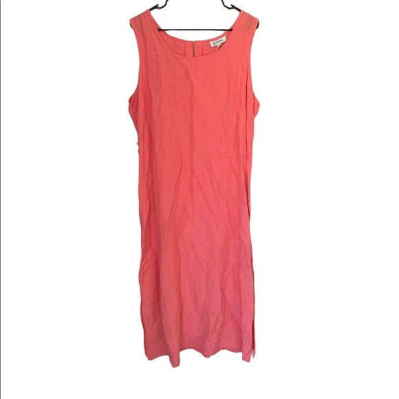 Pink Silk & Linen Maxi Tank Dress 2X - Picture 1 of 4